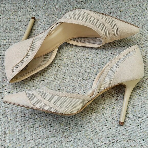 J LO Jennifer Lopez Women Heel sandal Pump Beige Textile Upper Shoe Size 8.5M - Picture 7 of 12